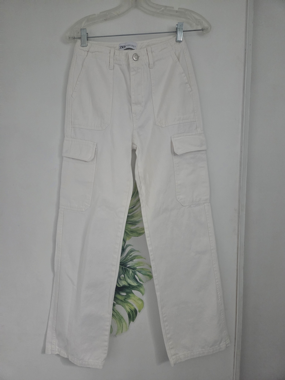 Zara White Cargo Wide-Leg Jeans